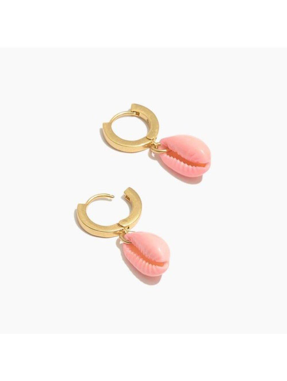 Madewell Painted Cowrie Shell Huggie Hoop Earrings